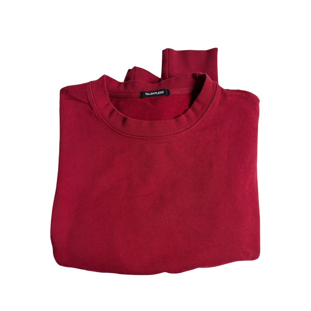 Talentless Cropped Long-Sleeve Sweatshirt (Burgundy) - Medium